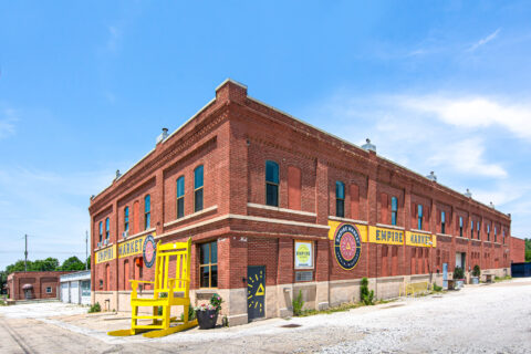 The brick exterior of the Empire Market building.